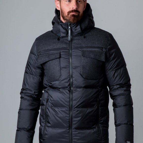 Capranea Other - Men's Quilted Hooded Ski Jacket - Black